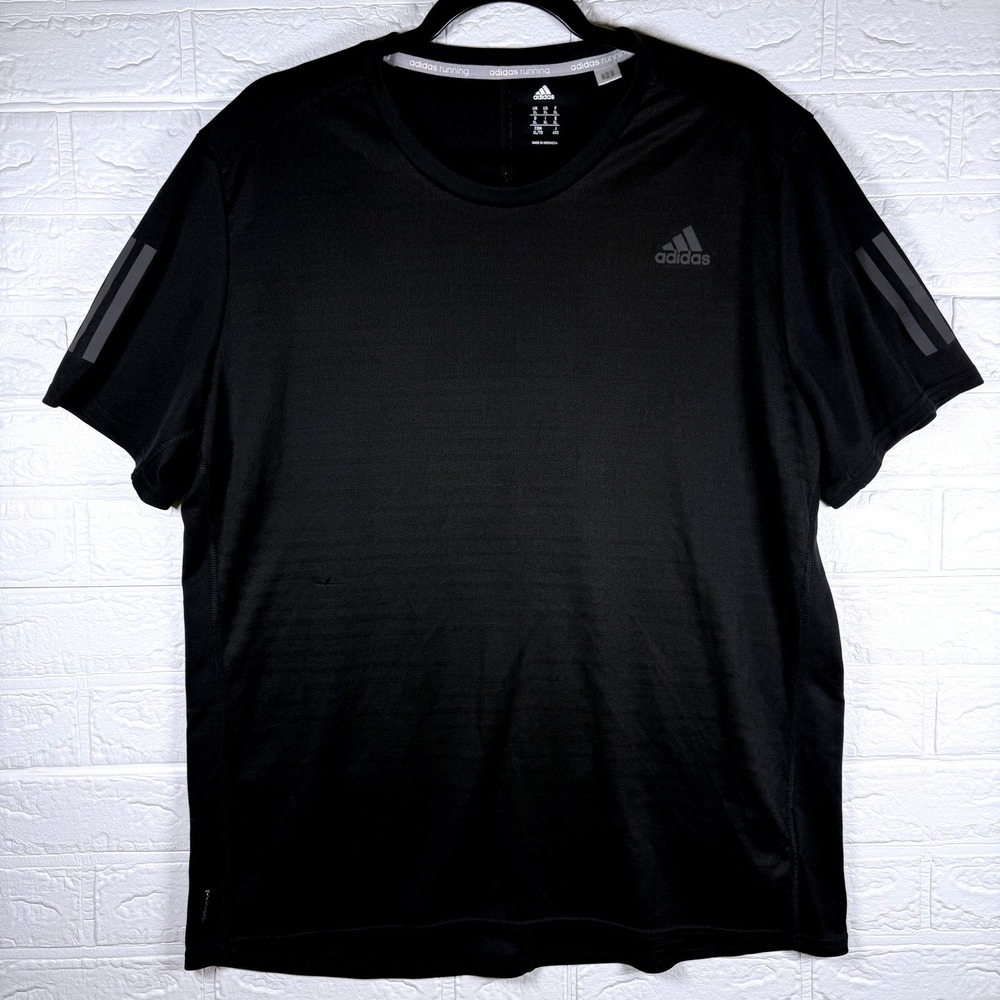 Adidas Running Shirt Mens XL Black Short Sleeve Performance Tee GymWear